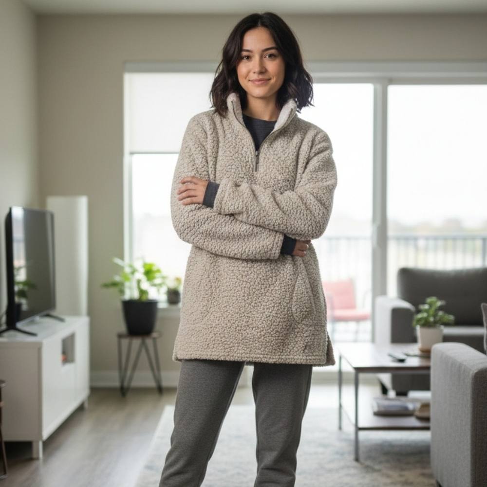 ​Michael Farrell | Cozy Sherpa Quarter-Zip Pullover - Picture 1 of 12